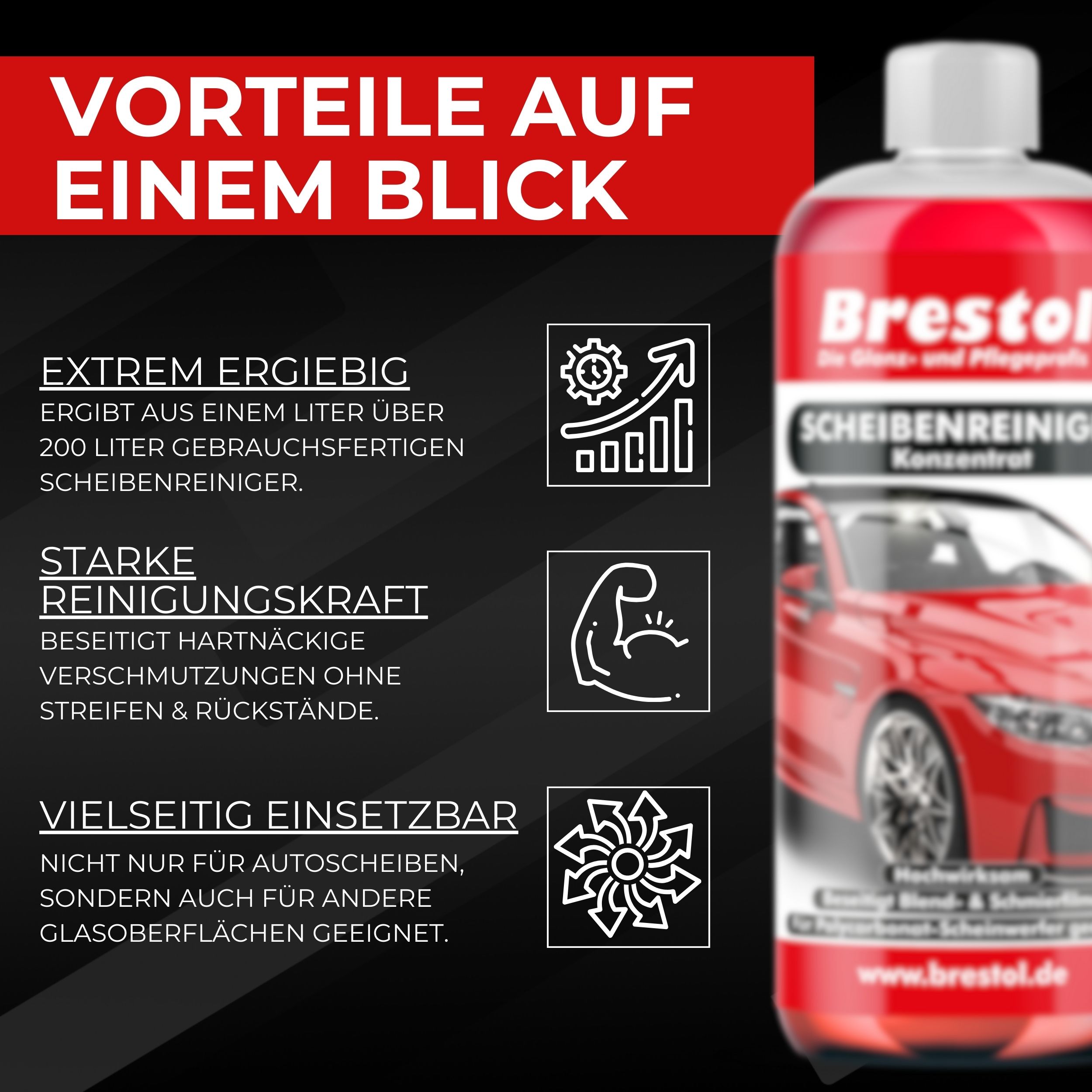 Scheibenreiniger Konzentrat Infobild 1 Liter Brestol