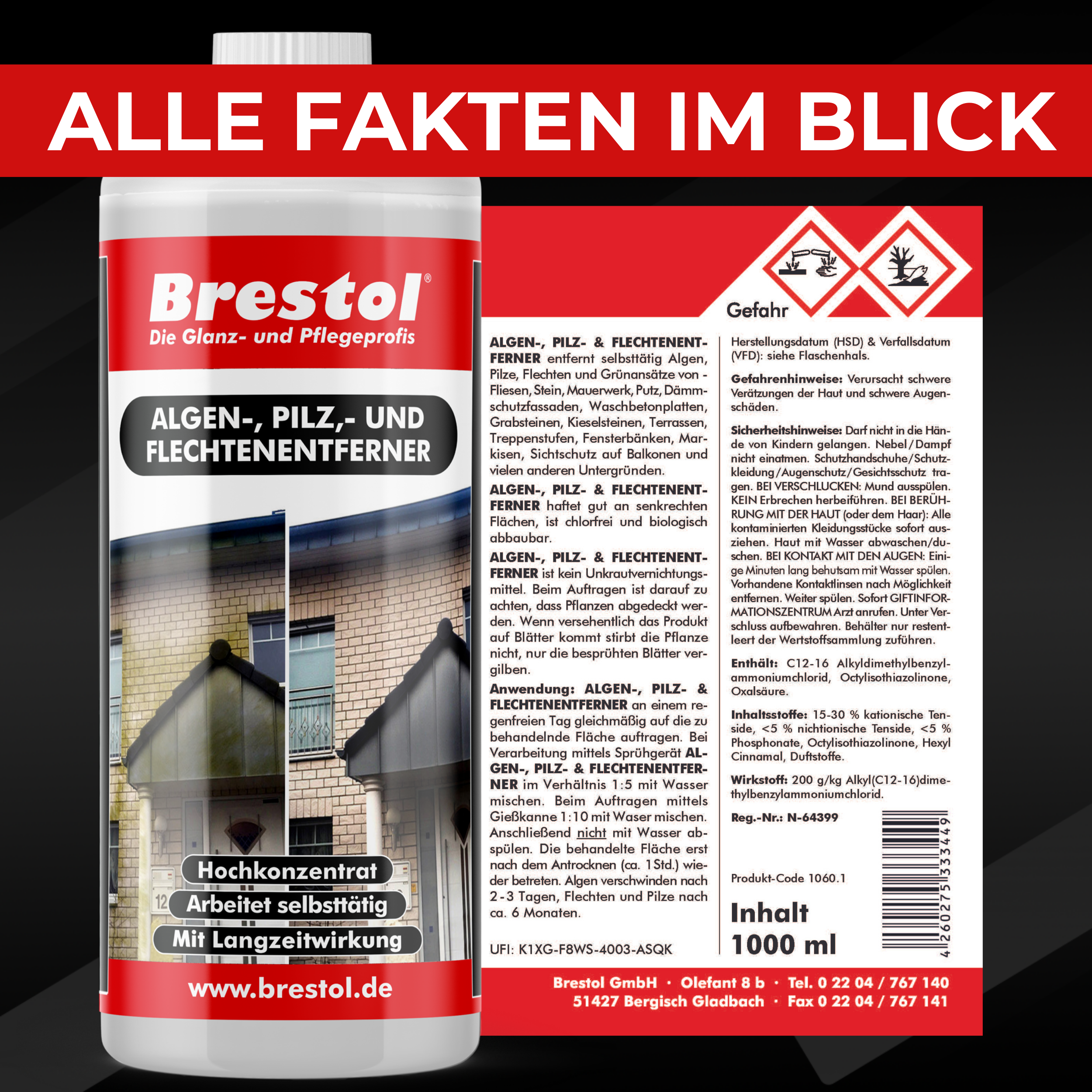 Algenentferner Flechtenentferner 1 Liter Infobild 6 Brestol