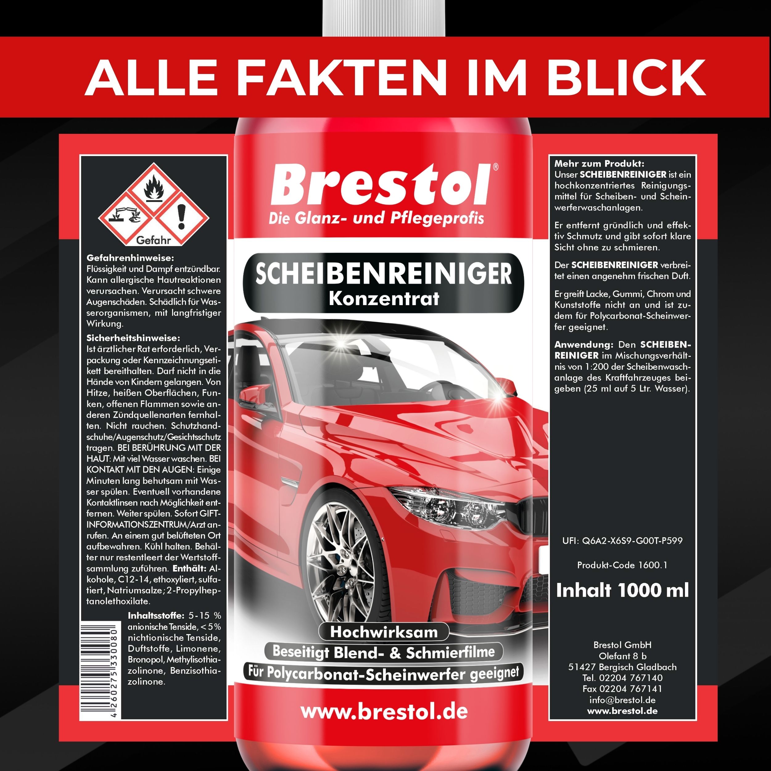 Scheibenreiniger Konzentrat Infobild 5 Liter Brestol