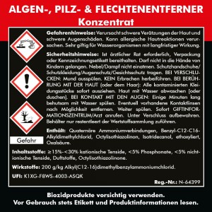 Algen-, Pilz & Flechtenentferner 1000 ml + 1,8 Liter Drucksprüher